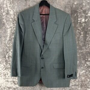 NEW Eaton Size 40R Wool Career Notched Blazer Jacket Blue‎ Houndstooth Button